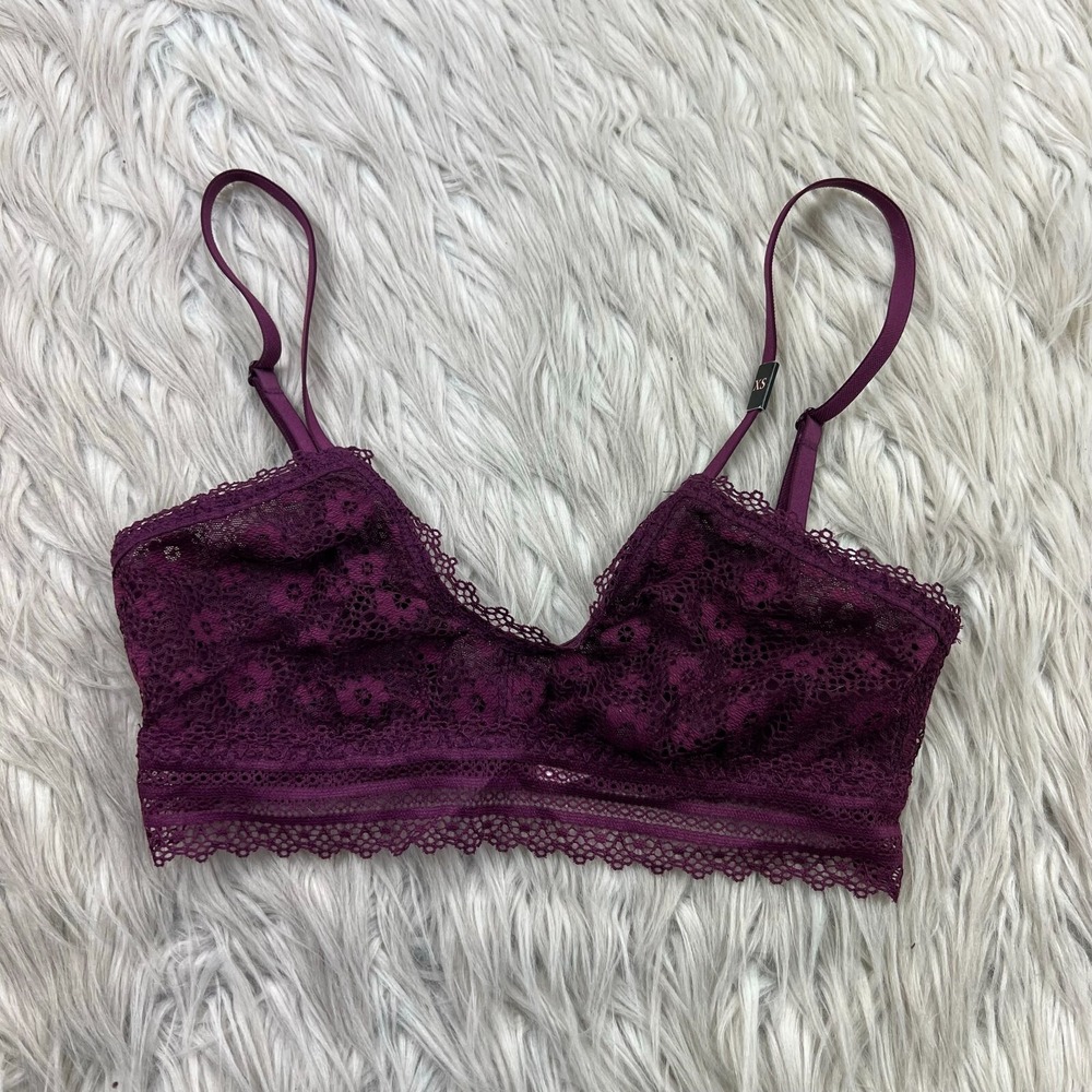 Victoria's Secret Women's XS Maroon Purple Lace Bralette Bra